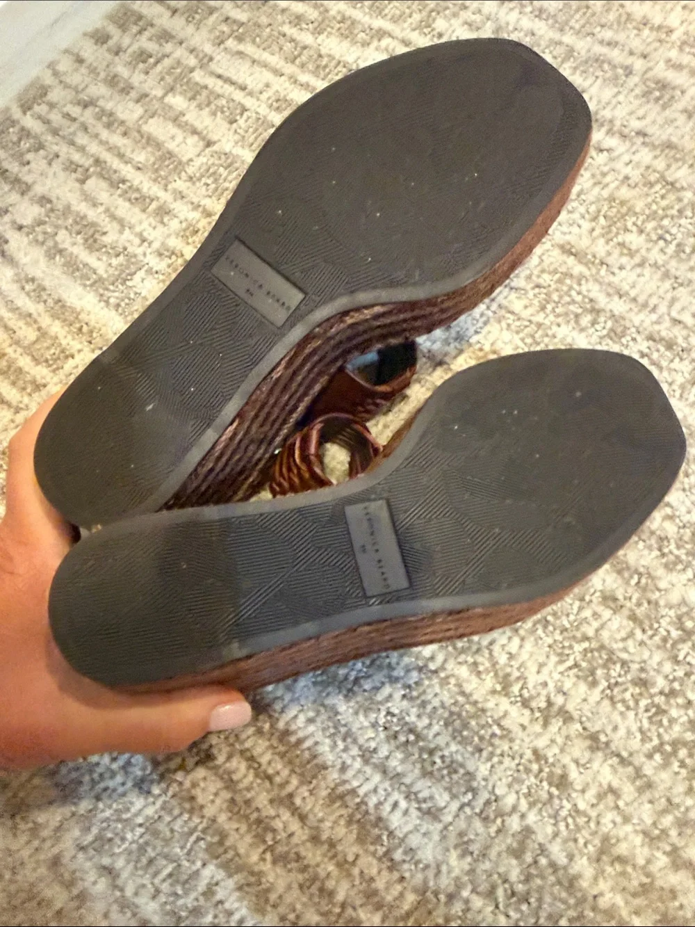 Veronica Beard Dark Brown Woven Leather Wedge Sandals- sz 8